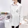 Chemise blanche femmes décontracté bouton Femme Blouse à manches longues coton broderie dame Chemisier Femme 5083 50 210508