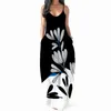 WAYOFLOVE Red Leaf Printed Dress Sexy Black Robe Dresses Summer Sundresses Beach Party Dresses Girls Strap Maxi Dress Women 210602