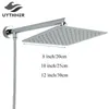 Uythner ly Stainless Steel Chrome Bathroom Top Shower Head 8" Sprayer With Arm Hose Wall Mount 210724