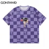 Tees Shirts Harajuku Cow Print Square Tshirts Streetwear Men Hip Hop Fashion Summer Loose Casual Bomull T-shirts Toppar 210602