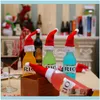 Festlig festtillbehör Hem Garden10pcs Santa Claus hattar Vinflaska Er Presenthållare Xmas Mini Elf Hat Navidad Decor Year Christmas Decora