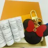 2021Plaid Mouse Designer Bow Keychains Pu Leather Animal Bag Bag Bendant Charm Girls Cars Chains Holder Fashion Women Key Ring Jewelry
