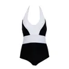 Kvinnors badkläder Kvinnor Kvinnor Summer färgblock baddräkt Deep V-Neck Push Up Padded Jumpsuit Stitching Design Triangle Bathing Suit