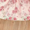 Girls Rose Flower Print Tulle Dress Fall 2021 Kids Boutique Clothing Korean 1-5T Children Long Sleeves Cotton Dresses