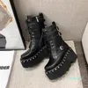 Bottes Boucle Rivet Plateforme Punk Gothique Femmes Chunky Block Talons Hauts Combat Militaire Moto Cosplay