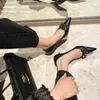 Meotinaの女性のポンプ尖ったつま先の本物のレザーハイヒールの靴メタル装飾浅いスチレットのかかとフットウェアブラックスプリング40 210520