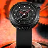 Luxurious Brand Sports Quartz Watch Black Silicone Strap Uomo Orologi da uomo Militare Forma Pneumatico Impermeabile Design Unico Design Orologio da polso stereoscopico