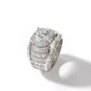 Mrożone złotą pierścień moda wielkie kamienie srebrne męskie pierścienie bioder biżuteria 243p