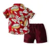 Summer Infant Baby Boys Clothes Sets 3 Colors Floral Print Short Sleeve T Shirts Tops+Shorts Holiday 2Pcs Outfit