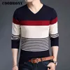 COODRONY Sweaters Thick Warm Pullover Men Casual Striped V-Neck Sweater Men Clothing Autumn Winter Knitwear Pull Homme 8162 211102