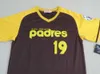 Costura personalizada nº 19 Tony GWYNN ponto P/O retrô camisa marrom NOVA camisa de beisebol masculina feminina juvenil XS-6XL