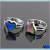 Band Rings Heart Open Adjustable Temperature Changing Color Mood Ring Fashion Jewelry For Women Kids Drop Delivery 2021 Xnyeb
