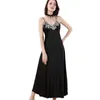 Abito da notte in pizzo Rosa Vestaglia da donna Abiti lunghi Nero Indumenti da notte da donna In seta Scollo a V Plus Lingerie Vestaglia 210924