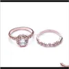 Band 2Pcs Ringset Luxury Rhinestone Filled Full Drill Crystal Bands Rings Zircon Fingers Circular Ring Set Women Jewelry Wedding Gifts Yi2Ur