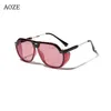 AOZE2021 nouvelle couleur transparente grenouille miroir femme rétro mode visage grand cadre mâle anti-UV unisexe lunettes de soleil