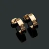 Titanium steel stud earring 18K rose gold jewelry woman exquisite simple fashion C diamond love ring lady earrings gift