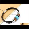 مطرز ، خيوط إسقاط تسليم 2021 الأزياء المجوهرات الطبيعية الحجر الحجر Leahter Bracelet Bohemian Beaded Beaded Simple Deisgn Women CHR