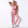 Print Woman Workout Set Gym Fitness Bra Ademend Sport Crop Top + Absorptie Oefening Leggings Dames Butt Tilling Yoga Pants 210514