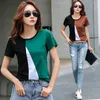 Vêtements coréens harajuku tshirt grande taille femmes Short Office Lady O-Neck vêtements pour femmes Slim t-shirt 2570 50 210528