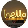 Hello Neon Light Led Światła Światła Sklep Zestezkazowe Wystrój Domu Lampa Noc Party Wedding Window Shop Bateria USB Zasilany
