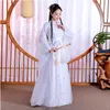 Kvinnor Kinesisk Traditionell Hanfu Fairy Stage Wear Costume White Lady Dress Broderi Flower Princess Folk Dance Clothing