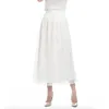 Mode blanc argent taille haute fête porter Maxi femme jupes plissées Style femmes dames longue jupe d'été 210619