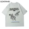 Camisetas Hip Hop Motion 3D Line Bear Print Streetwear Harajuku Casual Algodón Camisetas de manga corta Moda Verano Tops sueltos 210602