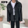 IEFB Wiosna Odpinany Kołnierz Kołek Koreański Trend PU Skórzana Kurtka Moda Zipper Causal Loose Coat 9Y5682 210524