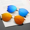 Rimless Round Sunglasses Women Men Mirror Shades Top Quality Gold Frame Black UV400 Sun Glasses g1j with case