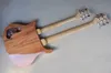 Guitare électrique de couleur bois naturel à double manche personnalisée en usine avec basse 64 cordesMatériel chroméCorps en acajouOffre personnalisée8909558