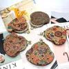 Petit portefeuille créatif de Style ethnique pour femmes, Mini sac pour écouteurs à boucle, vente en gros, porte-monnaie imprimé de Grain de bois