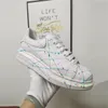 Luminous Color Graffiti Para Casual Buty Mężczyźni I Kobiety Białe Trampki Płaskie Dolne Wysokiej jakości Skórzane Koronki Przypadkowe buty 36-46