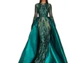 Арабский стиль изумрудные зеленые русалки вечерние платья сексуальные явные кружевные ручные блестки элегантные сказанные Mhamad длинные выпускные платья