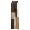 Bruin rechte y2k damesmode jeans voor meisjes vrouwelijke patched vintage denim broek hoge taille broek vriendjes Capris 210510