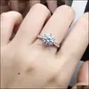 Solitaire Rings Jewelry925 Sterling Sier Moissanite Classic Style Round Cut Single Row Diamond Engagement Anniversary Ring 1CT 2CT 3CT 298T