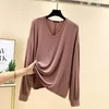 Women's T-Shirt 2022 Soft Modal Womens T-Shirts Sexy V-Neck Long Sleeve Summer Tops For Women Harajuku Shirt 122545WTA