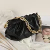 Модная плиссированная цепная сумочка женские кожаные сумки универсальная простая сумка с одной плечо для облачных пельменных пакетов болсы