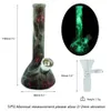 Hookahs Beaker Bongs 7.4'' Dab Rigs Silicone Bong Water Pipe hookah Heat Resistant Smoking Printed and Glow in the dark