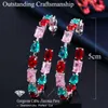 Prachtige roze rode kubieke zirkoon kristal grote ronde hoepel oorbellen voor dames mode party sieraden accessoires CZ760 210714