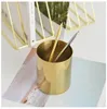 Nordic style brass gold vase Stainless Steel Cylinder Pen Holder for Stand Multi Use Pencil Pot Holder Cup contain T2I52141