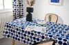Royal Blue Big Dot Geometric Printed Table Cloth Rectangular Cotton Linen Table Cover Mesa Geometric Modern Simplicity