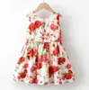 Kinderen meisjes jurk 2019 zomer kinderen prinses mouwloze bloem print boog jurk sundress toddler baby kleding 1 2 3 4 jaar Q0716