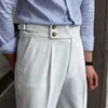 Pantaloni da uomo Autunno 2023 Business di alta qualità Casual drappeggiato Pantaloni a vita alta Pantaloni alla moda Formali per uomo Traje De Vestir Hombre