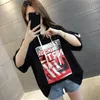 Summer Korea Fashion Women Short Sleeve Loose Long Print Tshirt Cotton Casual Hooded Tee Shirt Femme Tops Plus Size M02 210512