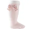 INS Baby girls floral printed Bows socks infant girl cotton knitted knee high princess sock christmas newborn kids soft breathable sox Q2527