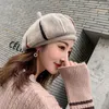 Berets Foux Beret Hats Women Autumn Winter Spring Striped Knitted Octagonal Baker Boy Painter Sboy Caps Brimless Korea Style