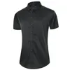 45KG105KG Summer New Daily Casual Mens Shirts Soft Cool Button Down Short Sleeve Black White Shirts 4XL 5XL 210412