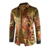 Mäns Casual Shirts Fashion Höstskjorta Business Lapel Floral Canary Personlighet Långärmad Toppknappsdörr i 10 färger