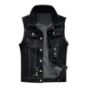 Ny Slim Male Jeans Ärmlös Jacka Vest Män Plus Storlek S-6XL Svart Denim Jeans Vest Male Cowboy Utomhus Waistcoat Mens Jacka