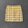 Summer Harajuku Plaid Pencil Skirts Womens High Waist Mini Skirts Lining With Shorts korean Streetwear Vintage Sexy Skirt 210426